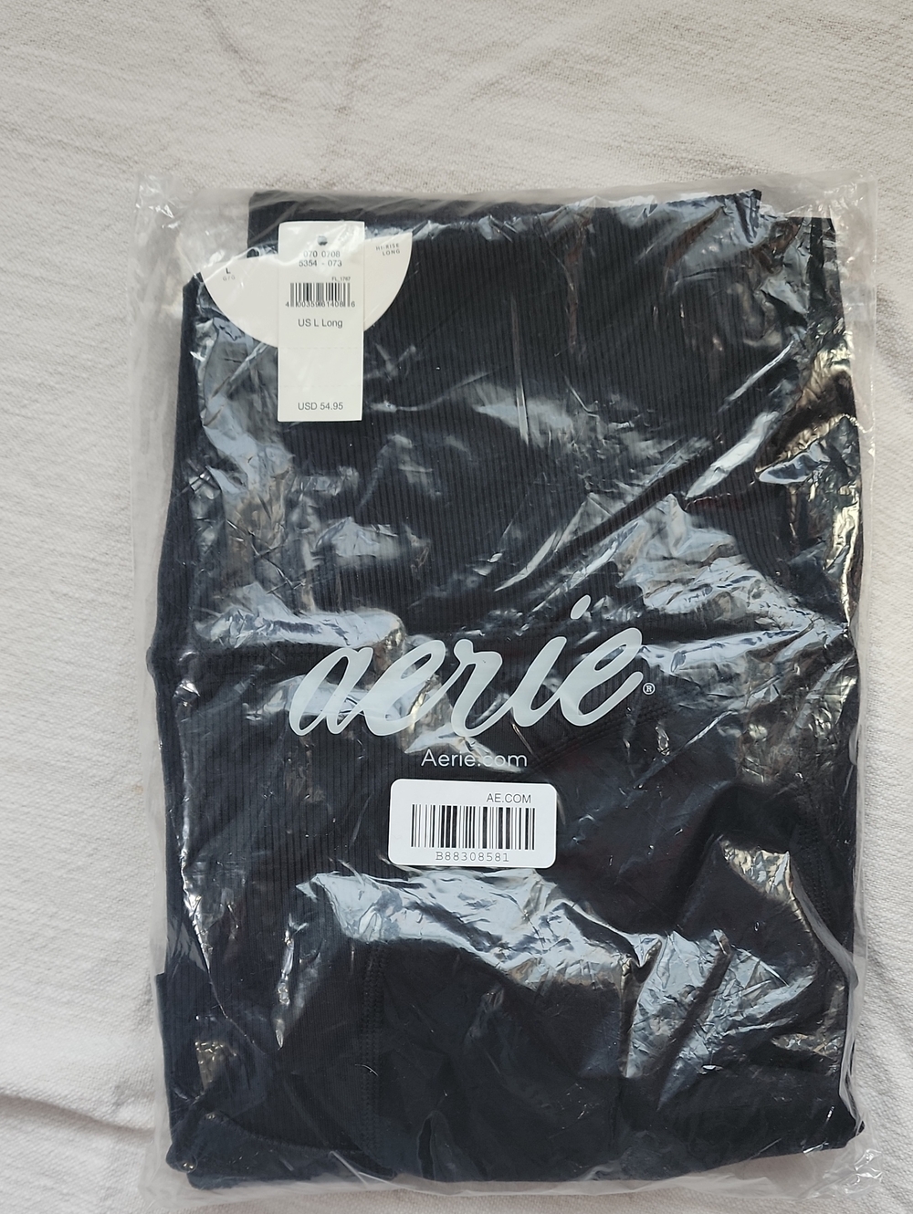 aerie Black Ribbed Womens LONG Large Leggings